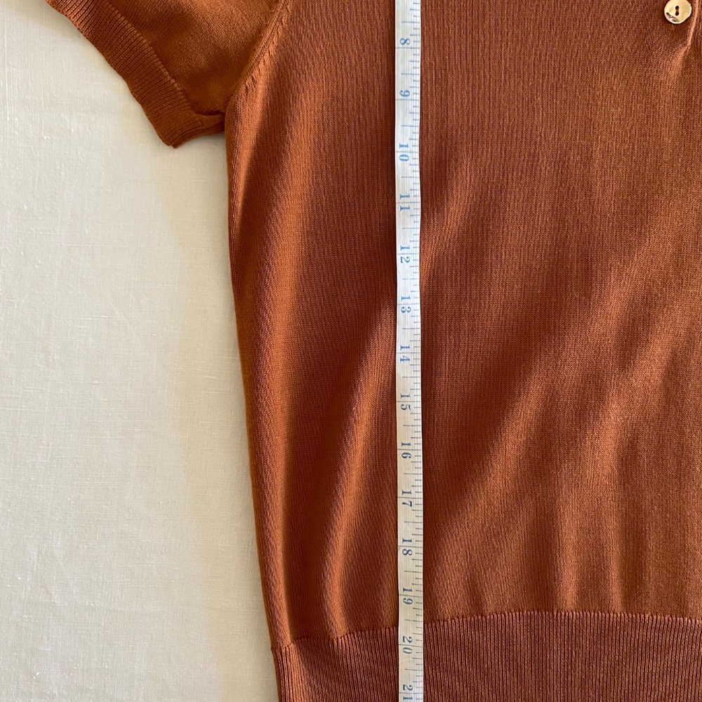 Zara Button Up Women's Polo Shirt Knit Size Medium Brown - Picture 7 of 8